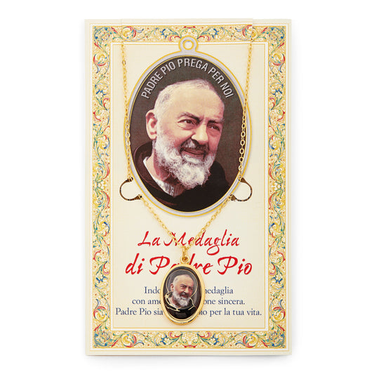 Saint Pio of Pietrelcina Prayer Card and Medal With Chain
