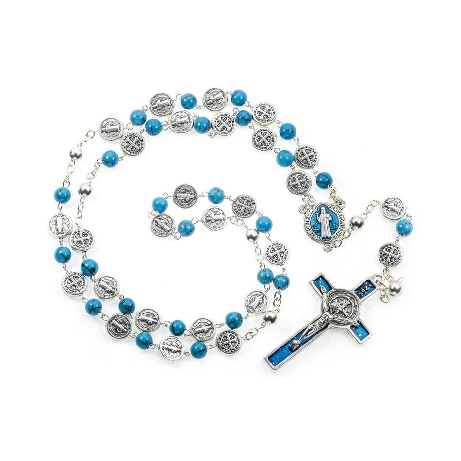 San Benedict Rosary in Turquoise