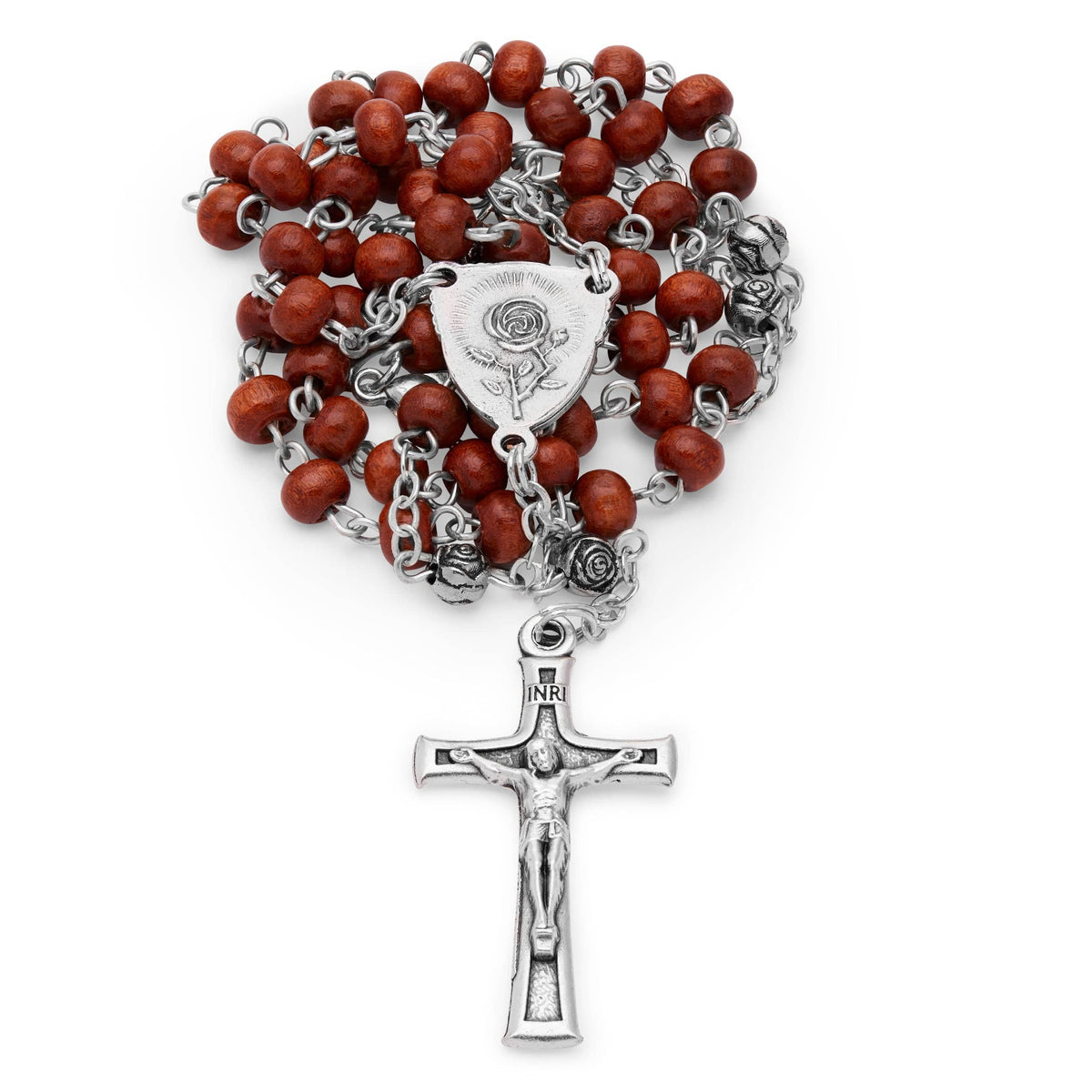 Olive Wood St. Rita Rosary Case With Wood Rosary