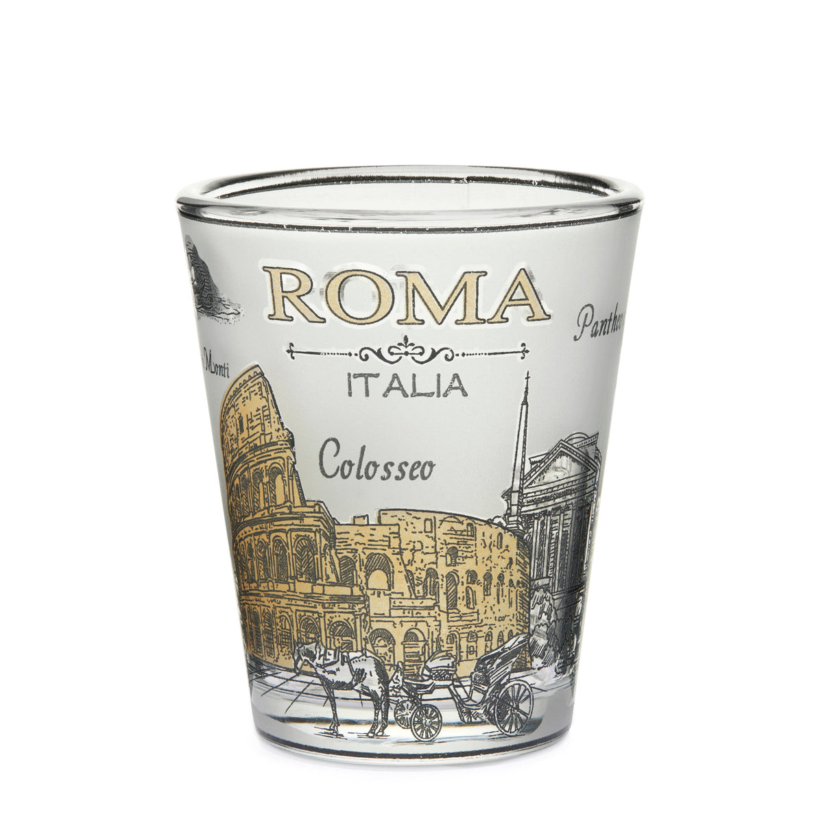 Satin Souvenir Shot Glass with Rome's Monuments