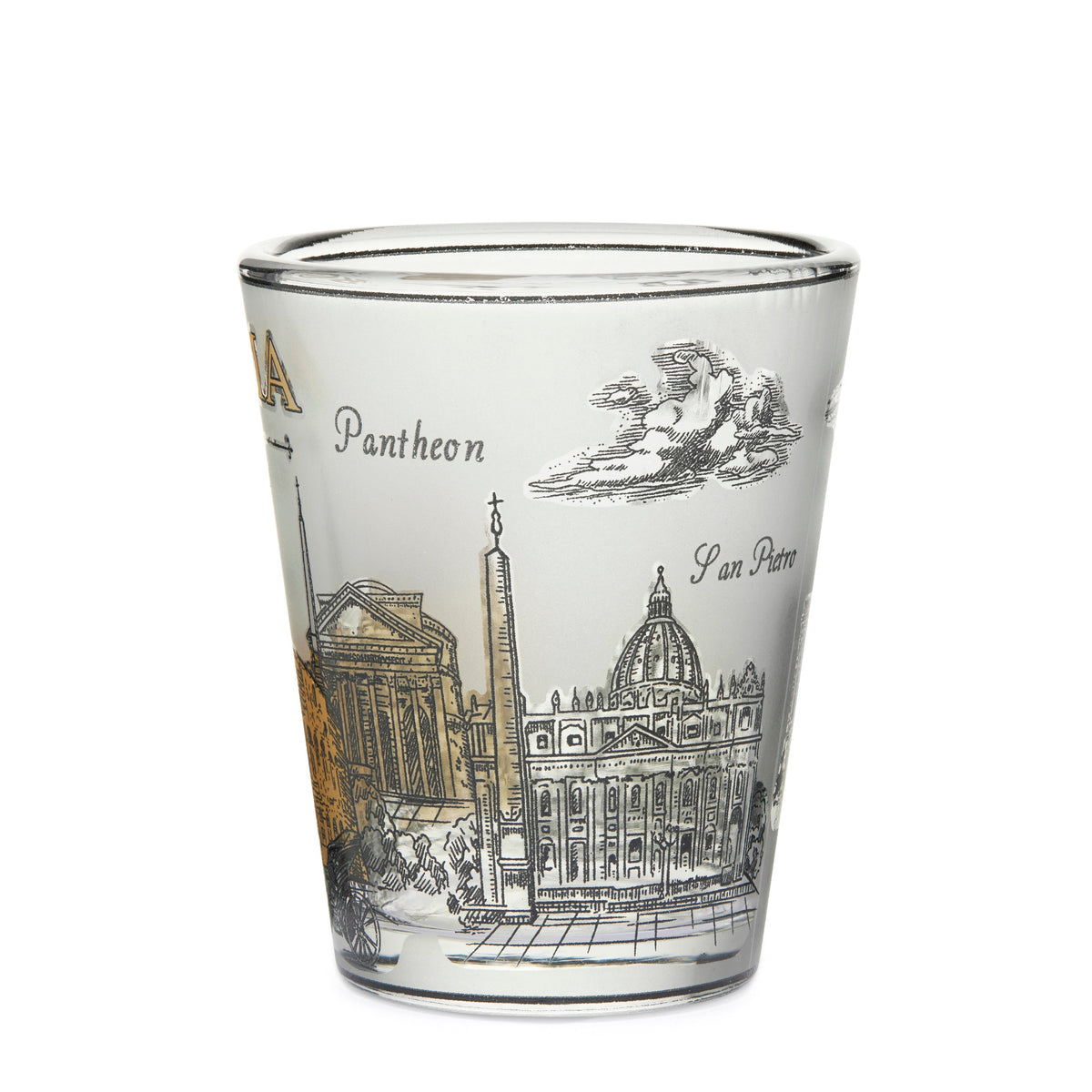 Satin Souvenir Shot Glass with Rome's Monuments