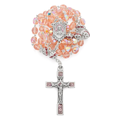 Scapular Rosary in Pink Crystal