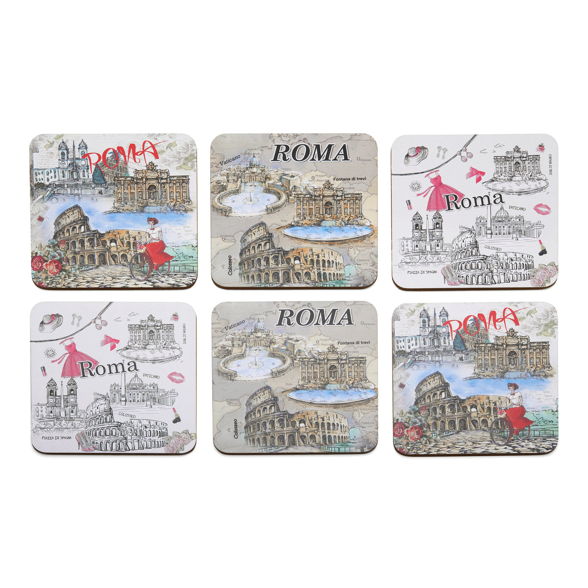 Set of Coasters with Rome's Monuments