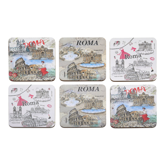 Set of Coasters with Rome's Monuments