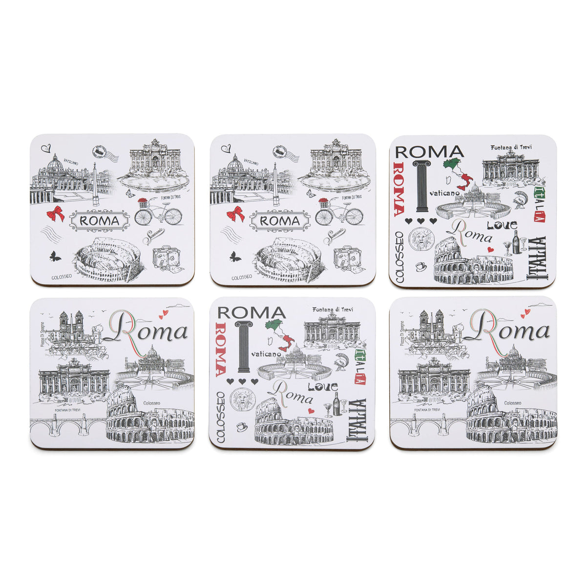 Set of Coasters with Rome's Symbols