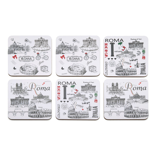 Set of Coasters with Rome's Symbols