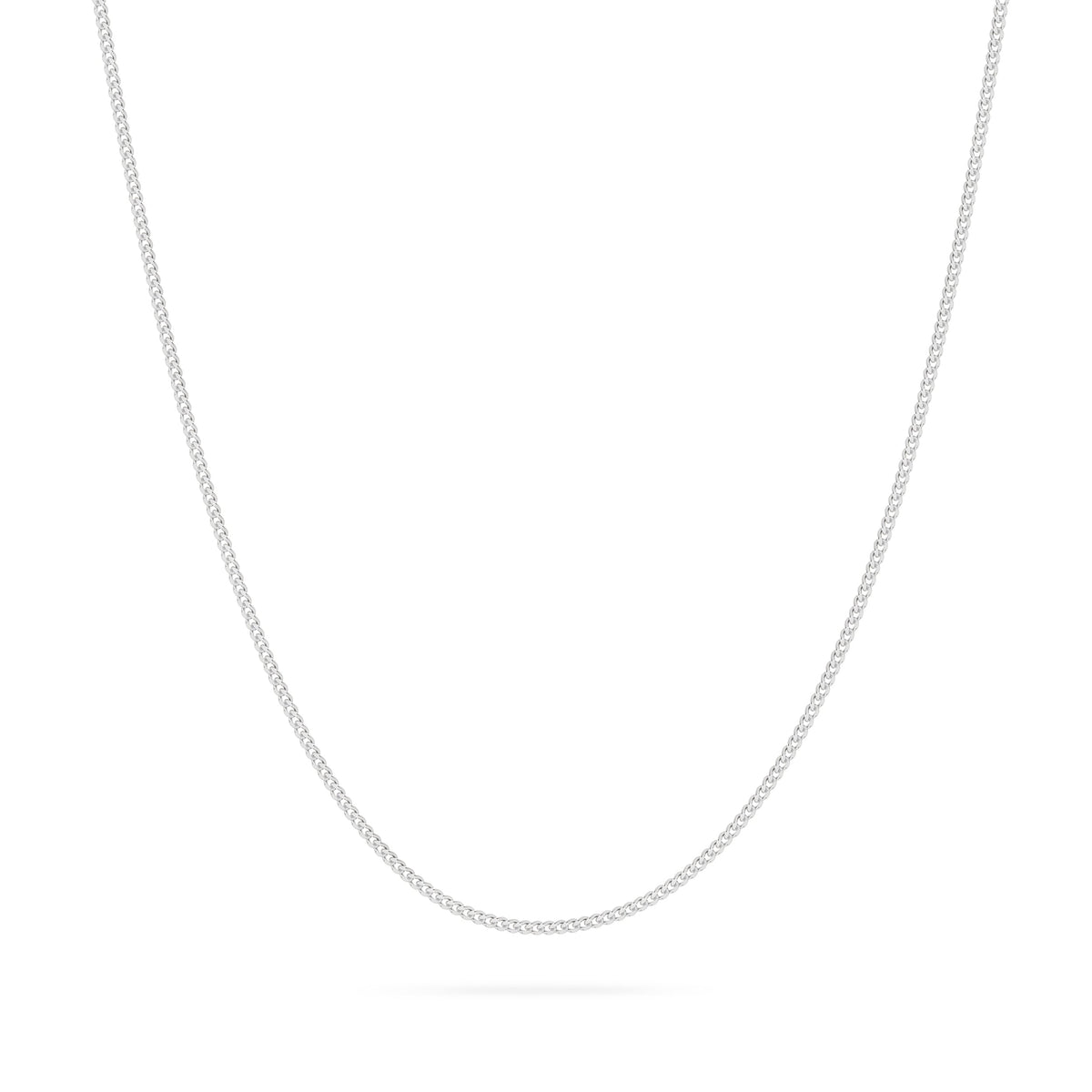 Short White Gold Curb Chain Necklace