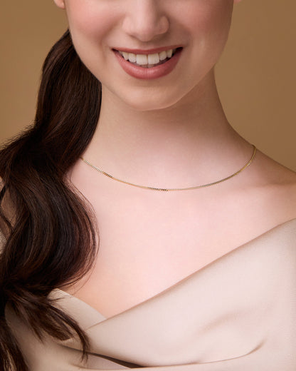 Short Yellow Gold Curb Chain Necklace