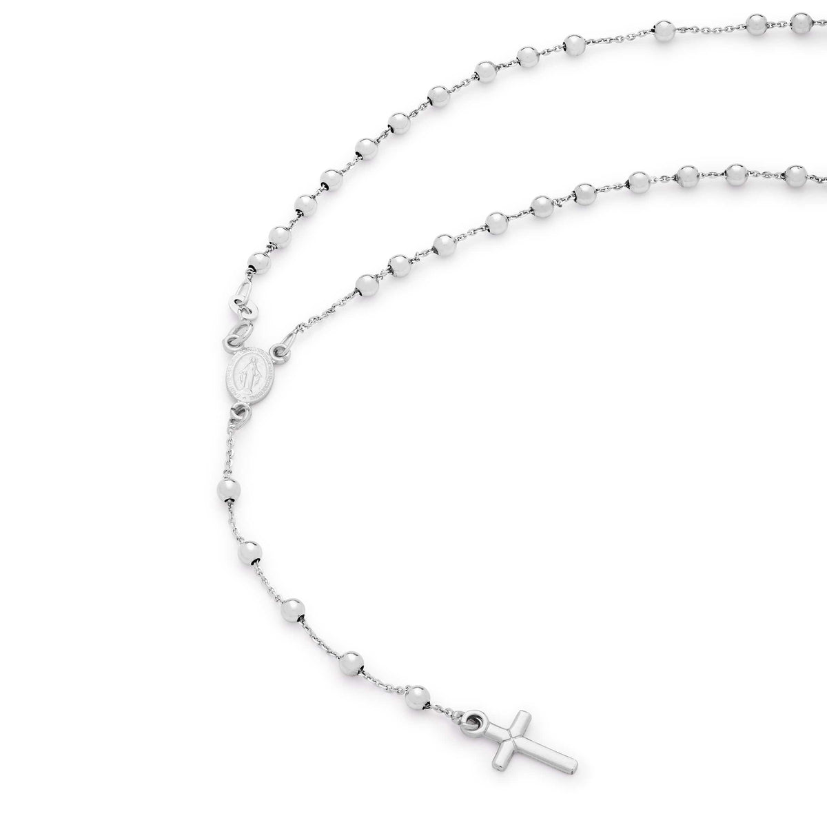 Simple White Gold Rosary beads