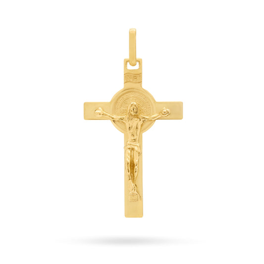 Small Gold-plated Sterling Silver St. Benedict Crucifix Pendant
