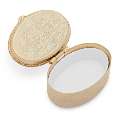 Small Oval Pill Box in Gold-tone Metal of Merciful Jesus