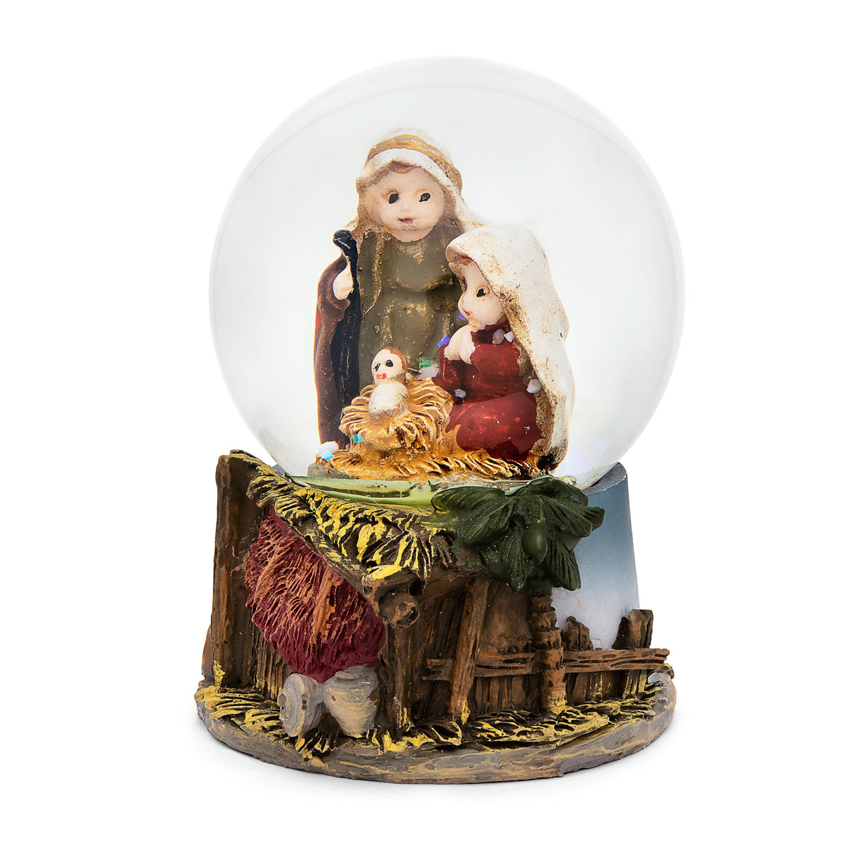 Snow Globe With Resin Nativity Scene