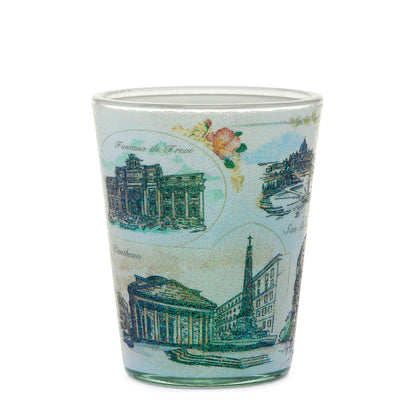 Sparkly Souvenir Shot Glass with Rome's Monuments