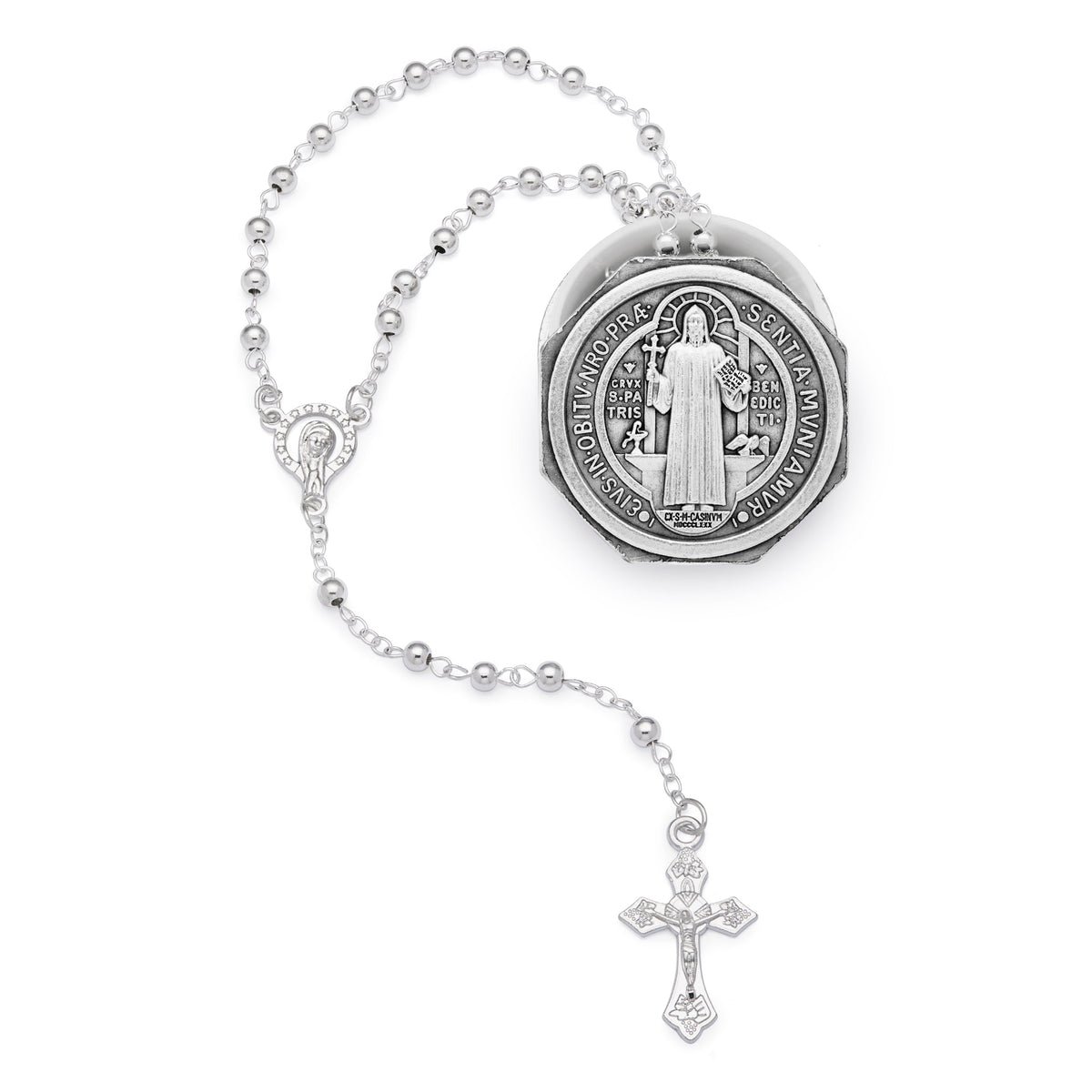 St. Benedict Octagonal Rosary Case with Rosary