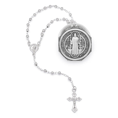 St. Benedict Octagonal Rosary Case with Rosary