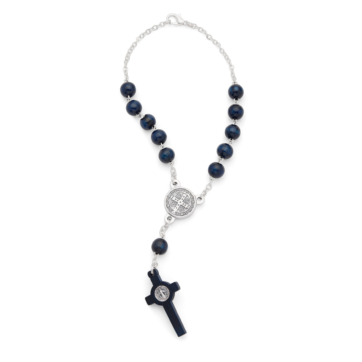 St. Benedict One-Decade Rosary in Blue Wood