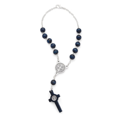 St. Benedict One-Decade Rosary in Blue Wood