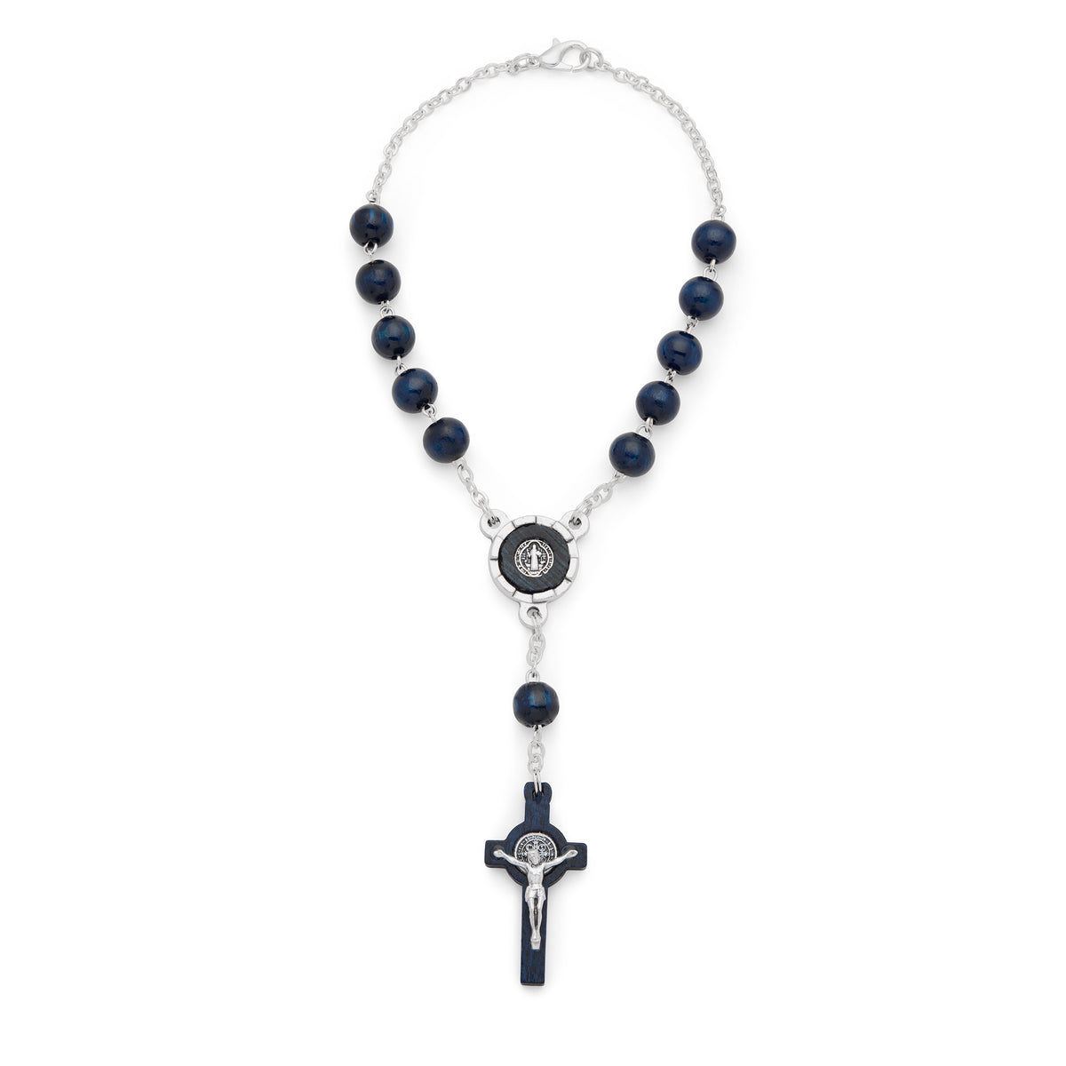 St. Benedict One-Decade Rosary in Blue Wood