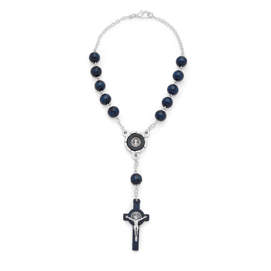 St. Benedict One-Decade Rosary in Blue Wood