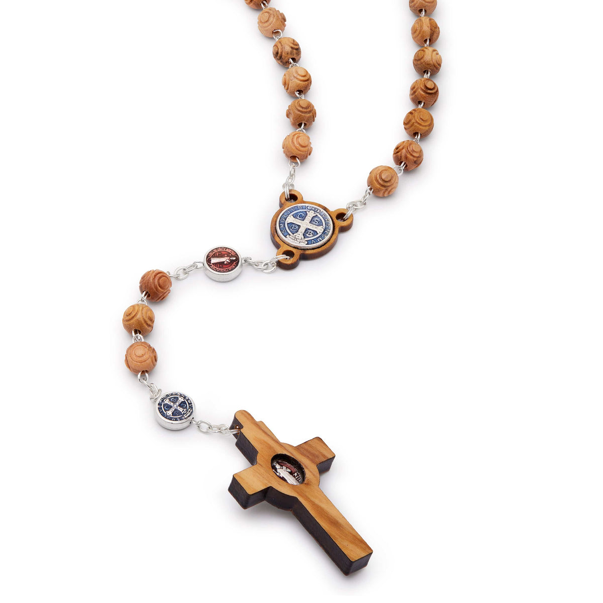 St. Benedict Rosary Beads in Olive Wood