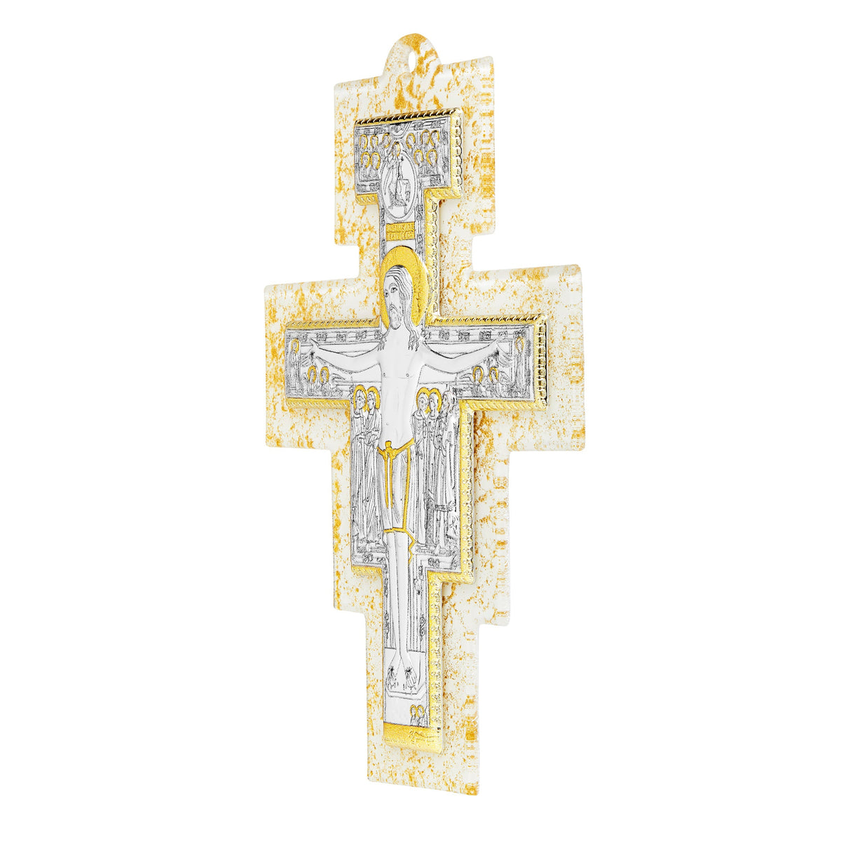 Murano Glass San Damiano Crucifix with Golden Details