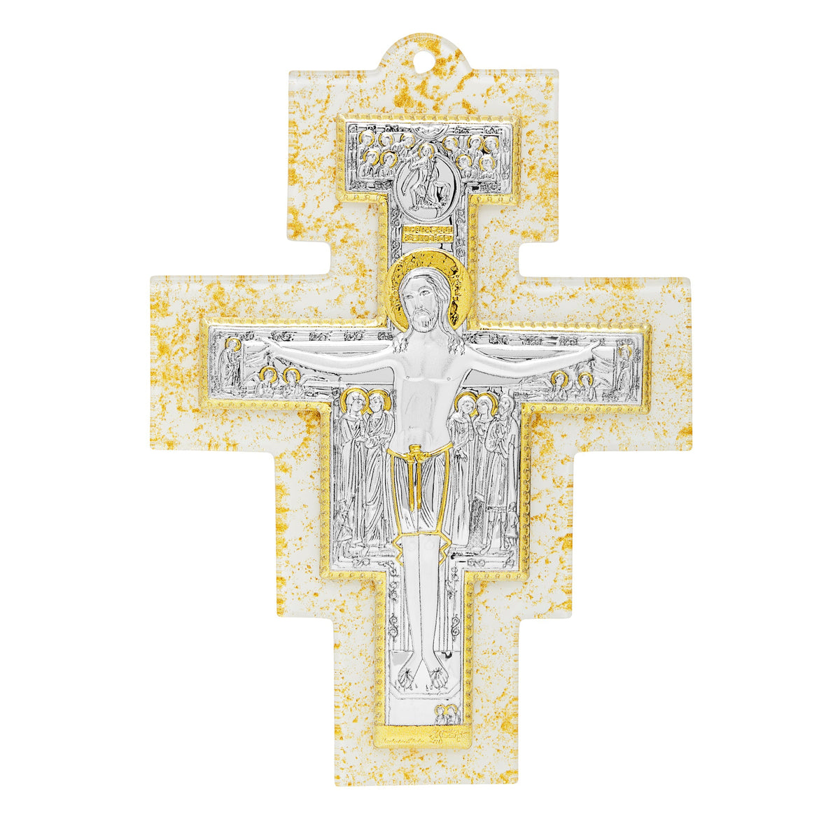 Murano Glass San Damiano Crucifix with Golden Details