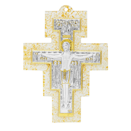 Murano Glass San Damiano Crucifix with Golden Details