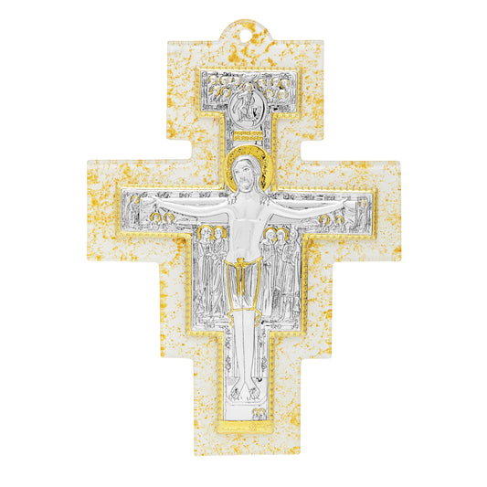 Murano Glass San Damiano Crucifix with Golden Details