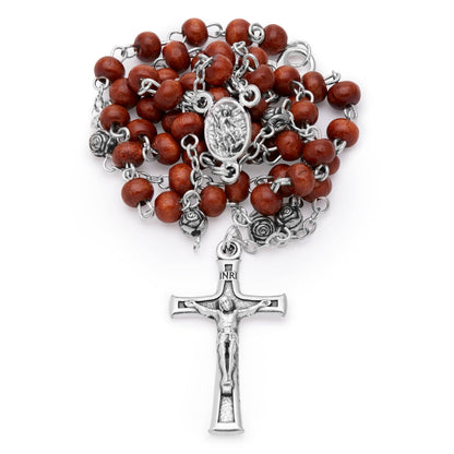 Olive Wood St. Michael Rosary Case With Wood Rosary