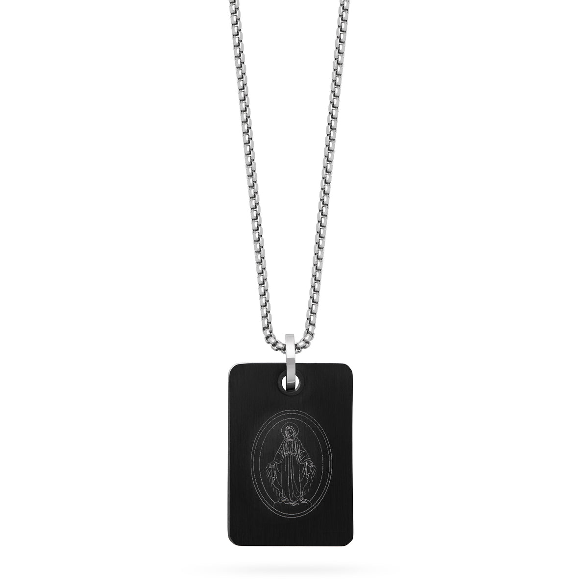 Stainless Steel Double Tag Pendant with Our Father and Chain