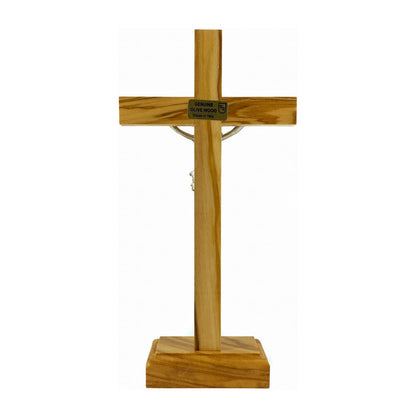 Standing Olive Wood Crucifix with Silver Corpus