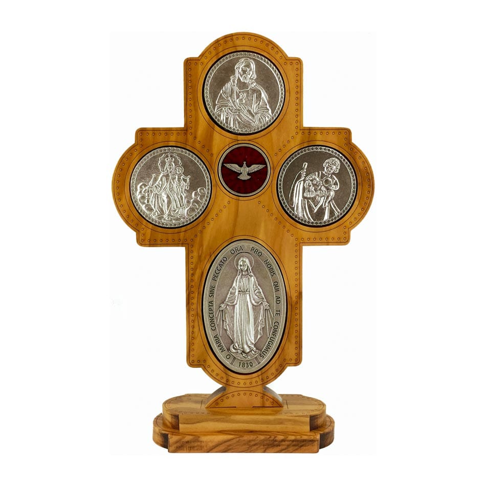 Standing Olive Wood Scapular Cross