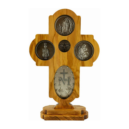 Standing Olive Wood Scapular Cross