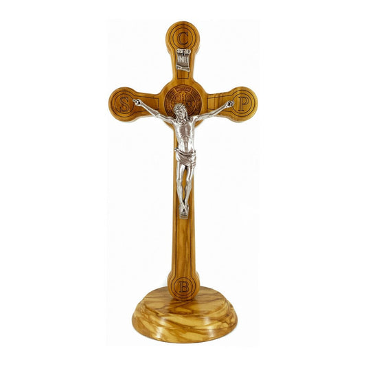 Standing Olive Wood St. Benedict Crucifix
