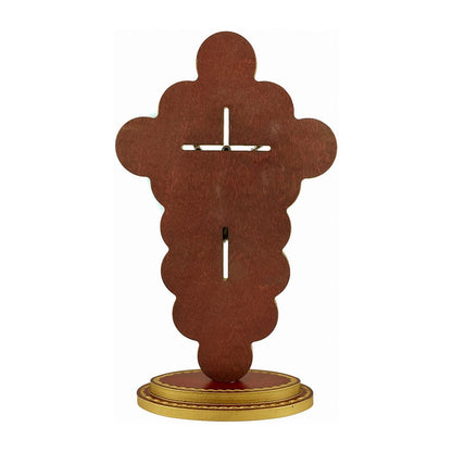 Standing Red Wooden Risen Christ Crucifix with Via Crucis