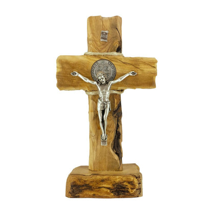 Standing Solid Olive Wood St. Benedict Crucifix