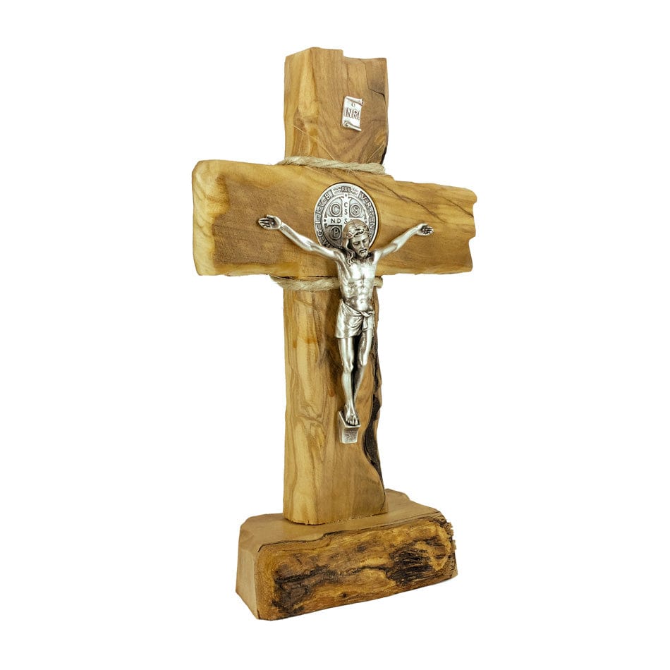 Standing Solid Olive Wood St. Benedict Crucifix