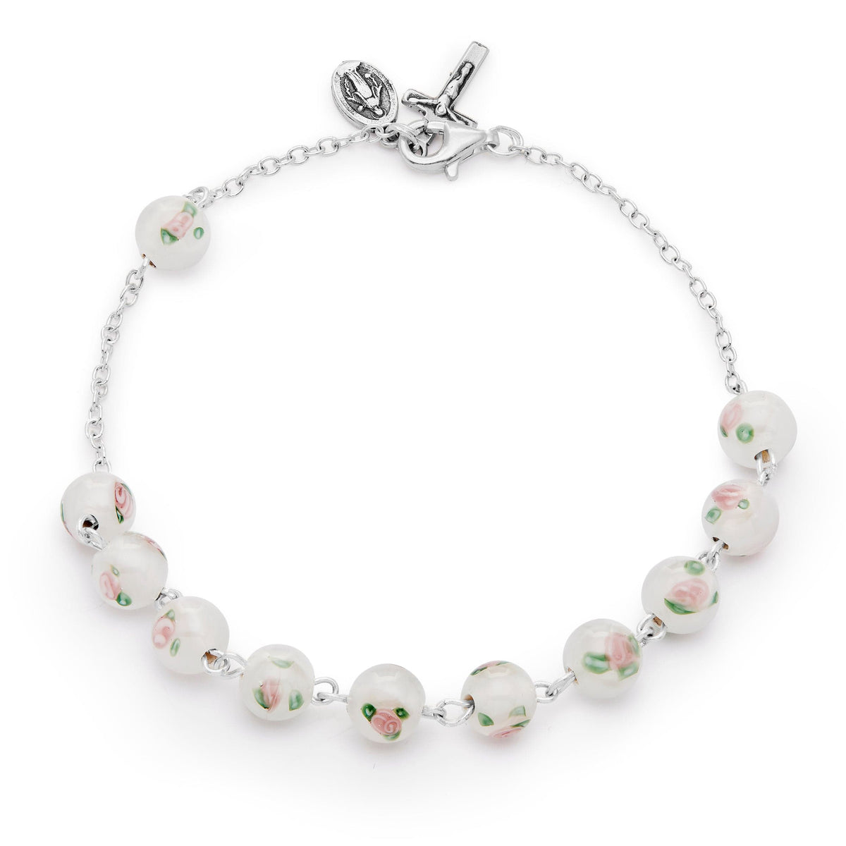 Sterling Silver Bracelet White Lume Beads