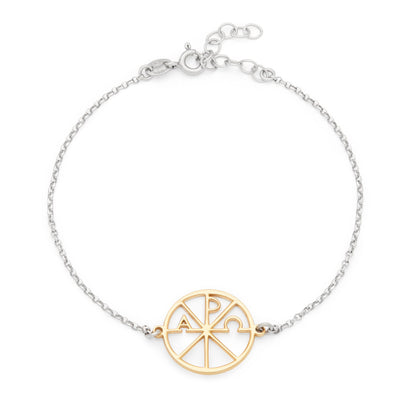 Sterling Silver Bracelet with Gold-plated Sterling Silver Chi Rho Medal