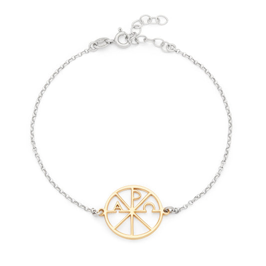 Sterling Silver Bracelet with Gold-plated Sterling Silver Chi Rho Medal