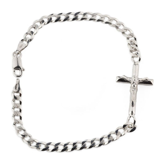 Sterling Silver Bracelet with Sideways Crucifix