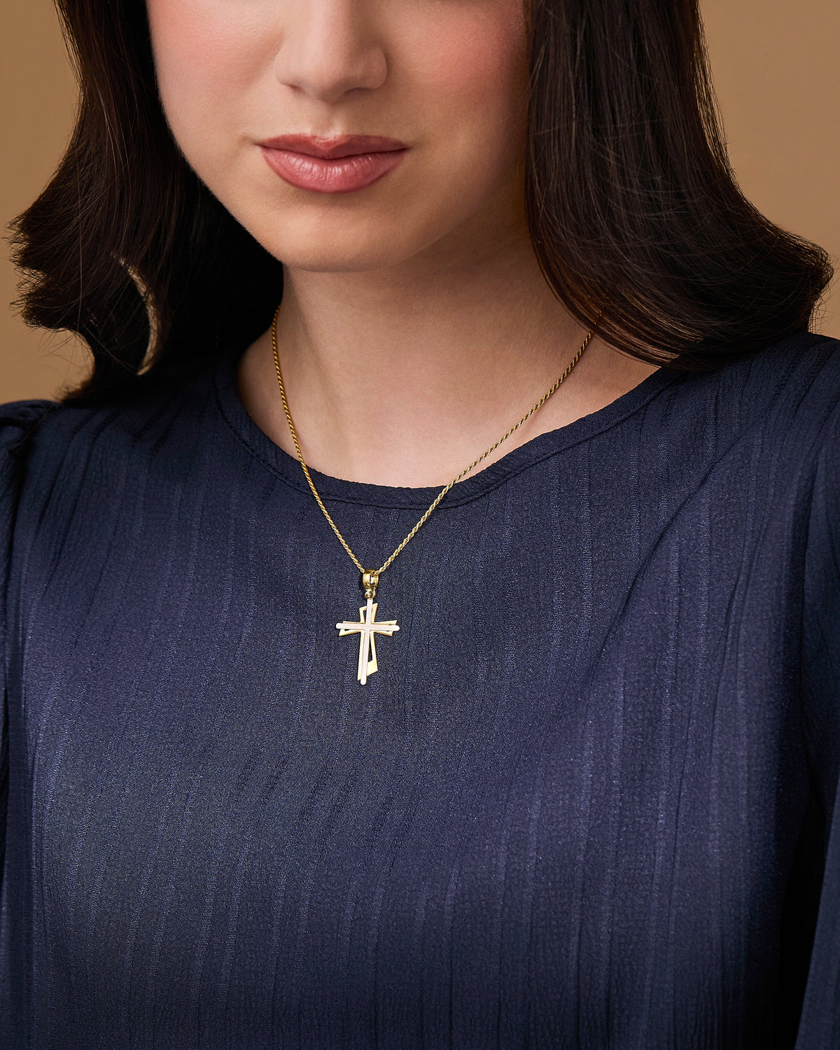 Sterling Silver Cross Pendant With Gold-plated Sterling Silver Double Cross