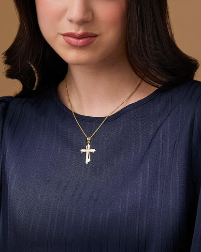Sterling Silver Cross Pendant With Gold-plated Sterling Silver Double Cross