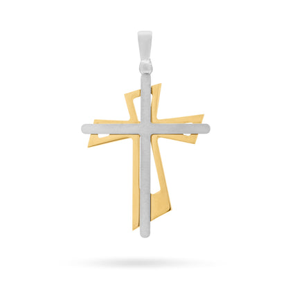 Sterling Silver Cross Pendant With Gold-plated Sterling Silver Double Cross
