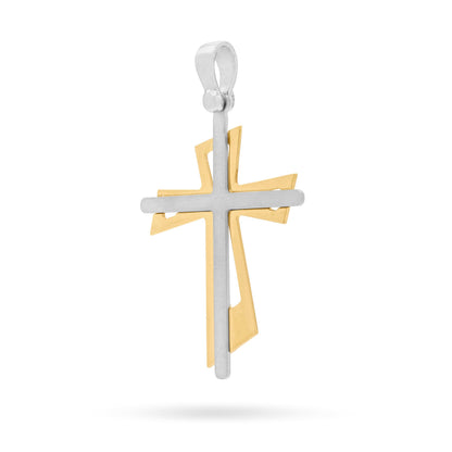 Sterling Silver Cross Pendant With Gold-plated Sterling Silver Double Cross