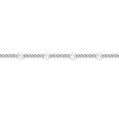 Sterling Silver Curb Chain Necklace with Faceted Disc Inserts