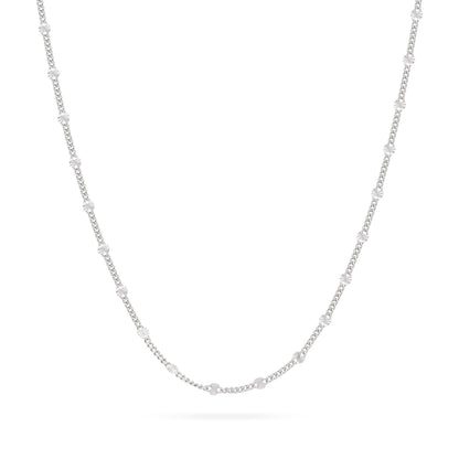 Sterling Silver Curb Chain Necklace with Faceted Disc Inserts