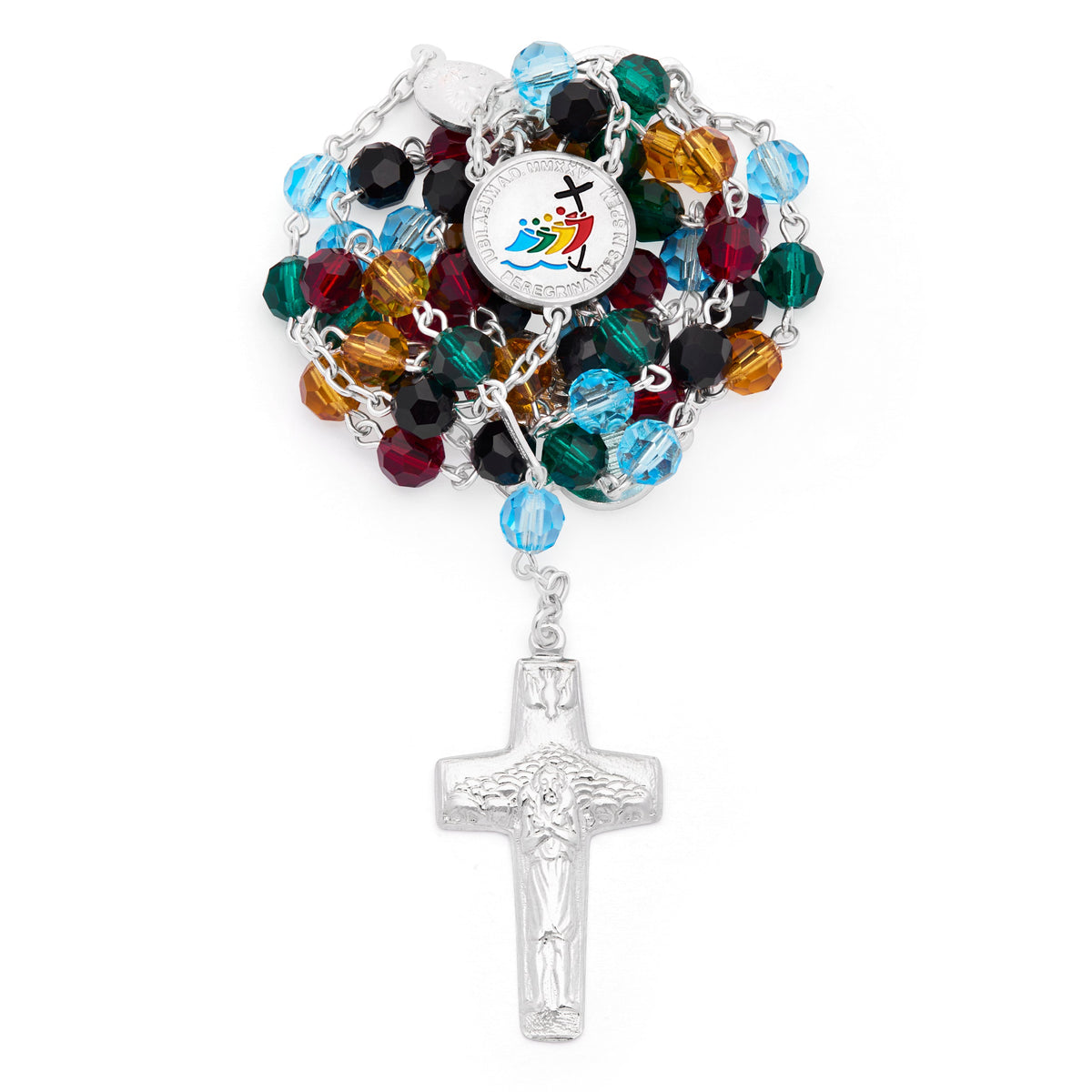 Sterling Silver Jubilee 2025 Rosary with Crystal Beads and Good Shepherd Cross