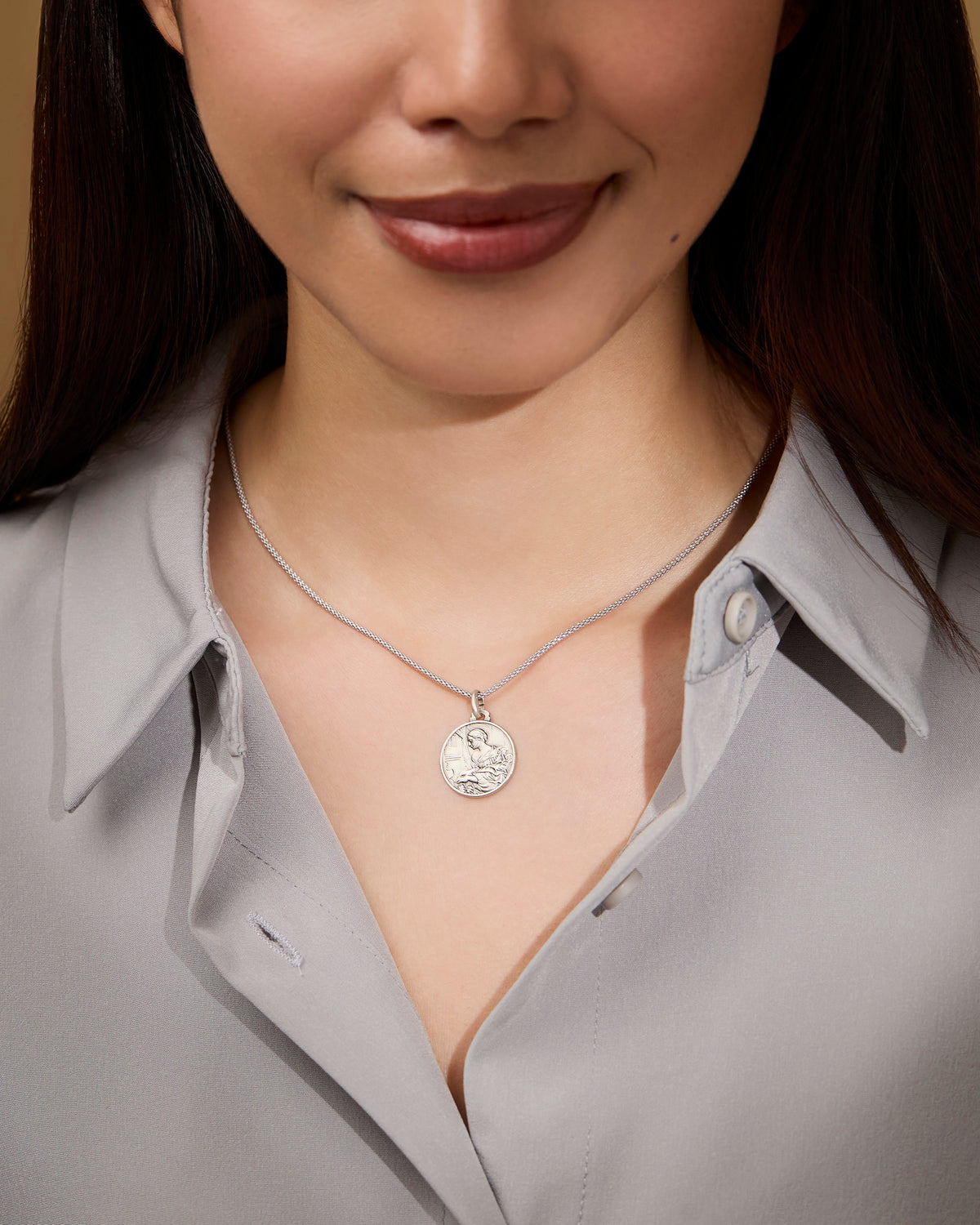 Sterling Silver medal of Saint Cecilia