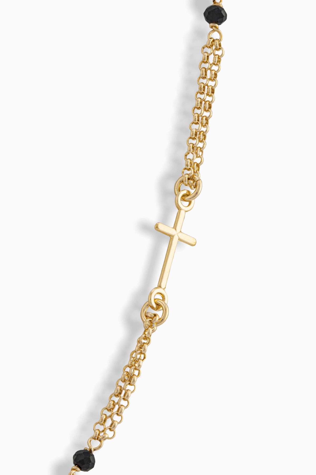 STERLING SILVER NECKLACE ROSARY BLACK BEADS